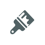 A paint brush with a white background